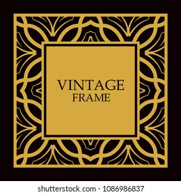 Vector ornate frame and ornaments. Template for invitations or announcements.
