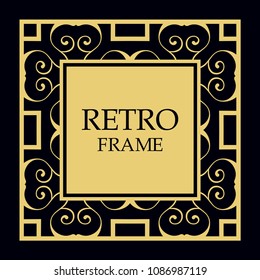Vector ornate frame and ornaments. Template for invitations or announcements.