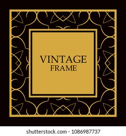 Vector ornate frame and ornaments. Template for invitations or announcements.