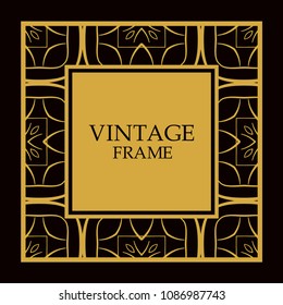 Vector ornate frame and ornaments. Template for invitations or announcements.