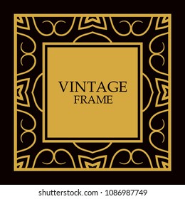 Vector ornate frame and ornaments. Template for invitations or announcements.