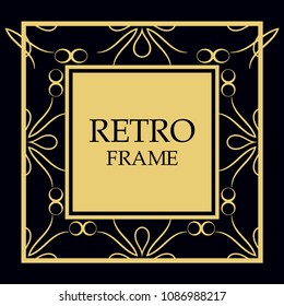 Vector ornate frame and ornaments. Template for invitations or announcements.