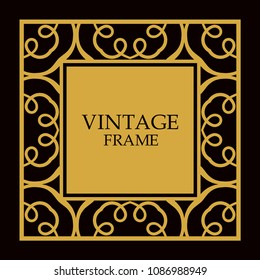 Vector ornate frame and ornaments. Template for invitations or announcements.