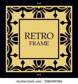 Vector ornate frame and ornaments. Template for invitations or announcements.