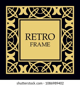 Vector ornate frame and ornaments. Template for invitations or announcements.