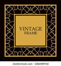 Vector ornate frame and ornaments. Template for invitations or announcements.