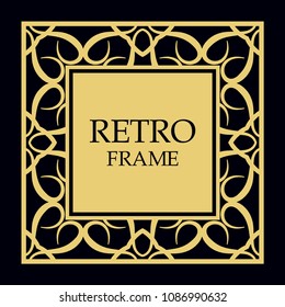 Vector ornate frame and ornaments. Template for invitations or announcements.