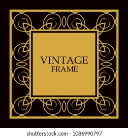 Vector ornate frame and ornaments. Template for invitations or announcements.