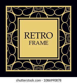 Vector ornate frame and ornaments. Template for invitations or announcements.