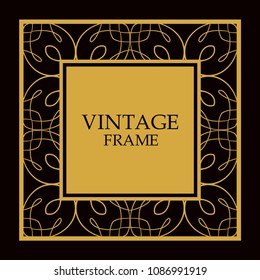 Vector ornate frame and ornaments. Template for invitations or announcements.