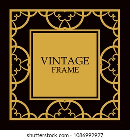 Vector ornate frame and ornaments. Template for invitations or announcements.
