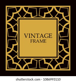 Vector ornate frame and ornaments. Template for invitations or announcements.