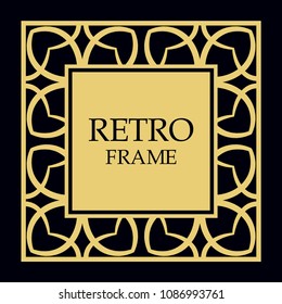 Vector ornate frame and ornaments. Template for invitations or announcements.
