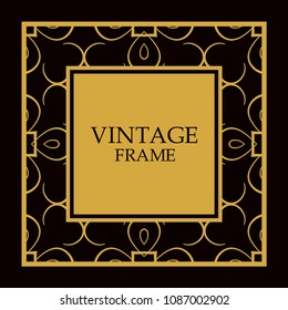 Vector ornate frame and ornaments. Template for invitations or announcements.