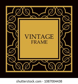 Vector ornate frame and ornaments. Template for invitations or announcements.