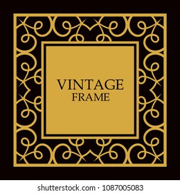 Vector ornate frame and ornaments. Template for invitations or announcements.