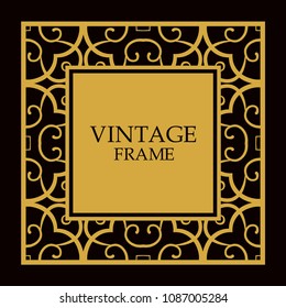 Vector ornate frame and ornaments. Template for invitations or announcements.