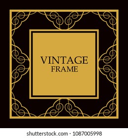 Vector ornate frame and ornaments. Template for invitations or announcements.