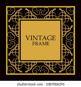 Vector ornate frame and ornaments. Template for invitations or announcements.