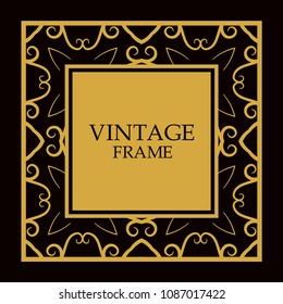 Vector ornate frame and ornaments. Template for invitations or announcements.