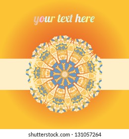 Vector ornate frame with sample text. Perfect as invitation or announcement. Background pattern is included as seamless. All pieces are separate. Easy to change colors and edit.