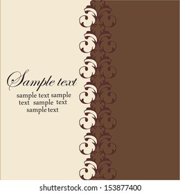 Vector ornate frame with sample text. Perfect as announcement. Background pattern is included as seamless swatch. Vintage damask invitation card