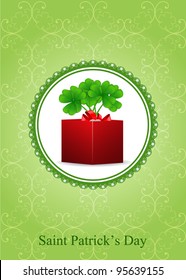 vector ornate greeting card with clover, dedicated to Saint Patrick's Day