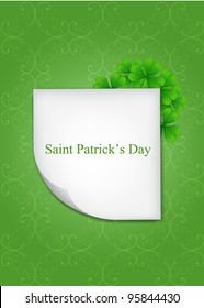 vector ornate greeting card with clover, dedicated to Saint Patrick's Day