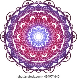 Vector ornate mandala illustration. decorative abstract purple round ornament