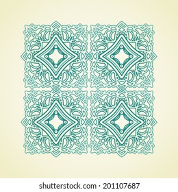 Vector ornate ornament in Eastern style. Baroque element for design in modern colors. Colorful ornamental pattern for wedding invitations and greeting cards. Traditional floral decor.