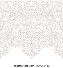 Vector ornate seamless border in Eastern style. Line art element for design, place for text. Ornamental vintage frame for wedding invitations and greeting cards. Traditional outline decor.