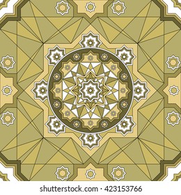 Vector ornate seamless border in Eastern style. Line art element for design, place for text. Ornamental vintage frame for wedding invitations and greeting cards. Traditional gold decor. art
