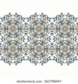 Vector ornate seamless border. Elegant element for design template, place for text. Floral border. Lace decor for birthday and greeting card, wedding invitation.