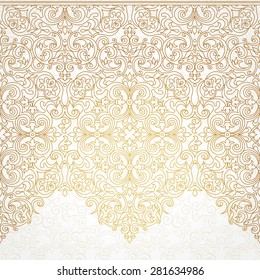 Vector ornate seamless border in Victorian style. Gorgeous element for design. Ornamental vintage pattern for wedding invitations, birthday and greeting cards. Traditional outline decor.
