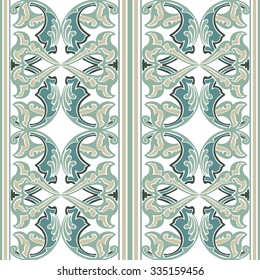 Vector ornate seamless floral pattern in Eastern style. Ornamental vintage pattern for wedding invitations, birthday and greeting cards. Traditional vintagel decor light blue ana white colors.