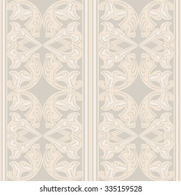 Vector ornate seamless floral pattern in Eastern style. Ornamental vintage pattern for wedding invitations, birthday and greeting cards. Traditional pastel decor light beige colors.