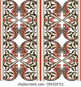 Vector ornate seamless floral pattern in Eastern style. Ornamental vintage pattern for wedding invitations, birthday and greeting cards. Traditional vintage decor brown and white colors.