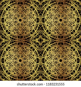 Vector ornate seamless gold luxury background. Line art gold shiny element for design, card, wallpaper. Ornamental vintage pattern for wedding invitations and greeting cards. Traditional gold decor.
