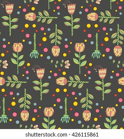 Vector Ornate seamless pattern with the stylized flowers. Seamless pattern can be used for wallpaper, pattern fills, web page background, surface textures.