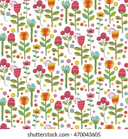 Vector Ornate seamless pattern with the stylized flowers. Seamless pattern can be used for wallpaper, pattern fills, web page background, surface textures.