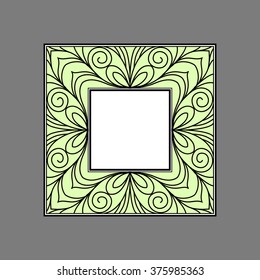 Vector Ornate square Frame from lines pattern. Ornate floral element for design and place for text or pictures. Abstract background. Perfect for invitations, announcements, scrapbooks. Design template