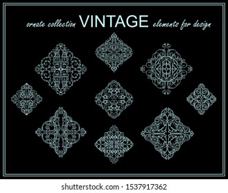 Vector ornate stars, rhombus, ornate symbols, chalkboard design. Each rhombus consist from little arts with Winter theme 