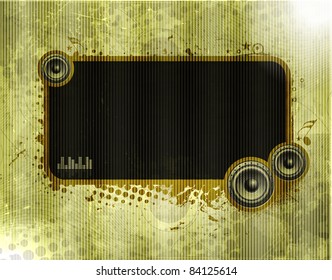 Vector ornate texture banner with music template element, vector illustration