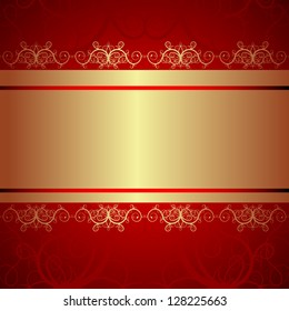 Vector ornate vintage background. Red and gold
