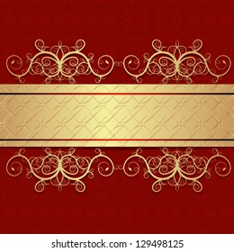 Vector ornate vintage background. Red and gold