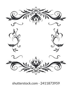 vector Ornate vintage frames black and white manually created