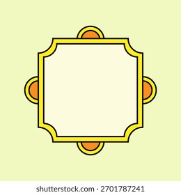 Vector Ornate Yellow and Orange Square Decorative Frame