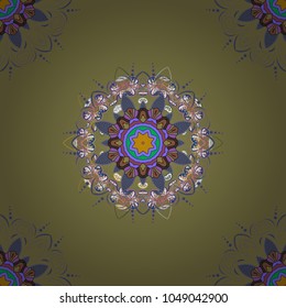 Vector ornate zentangle seamless texture, pattern with abstract floral mandalas on neutral, violet and blue colors. Can be used for wallpaper, web page. Summer seamless pattern with stylized flowers.