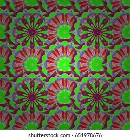 Vector ornate zentangle seamless texture, pattern with abstract floral mandalas on background. Can be used for wallpaper, web page. Summer seamless pattern with stylized flowers.