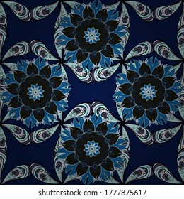 Vector ornate zentangle texture, endless pattern with abstract flowers. Seamless pattern with flowers. Seamless pattern can be used for wallpaper, web page background, surface textures.